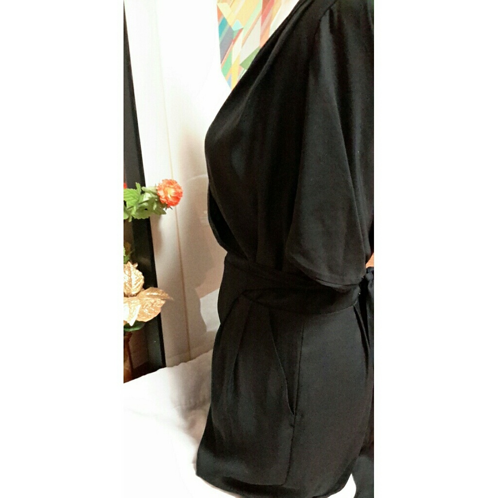 BCBGeneration Black Wrap Romper Shorts - Picture 3 of 6